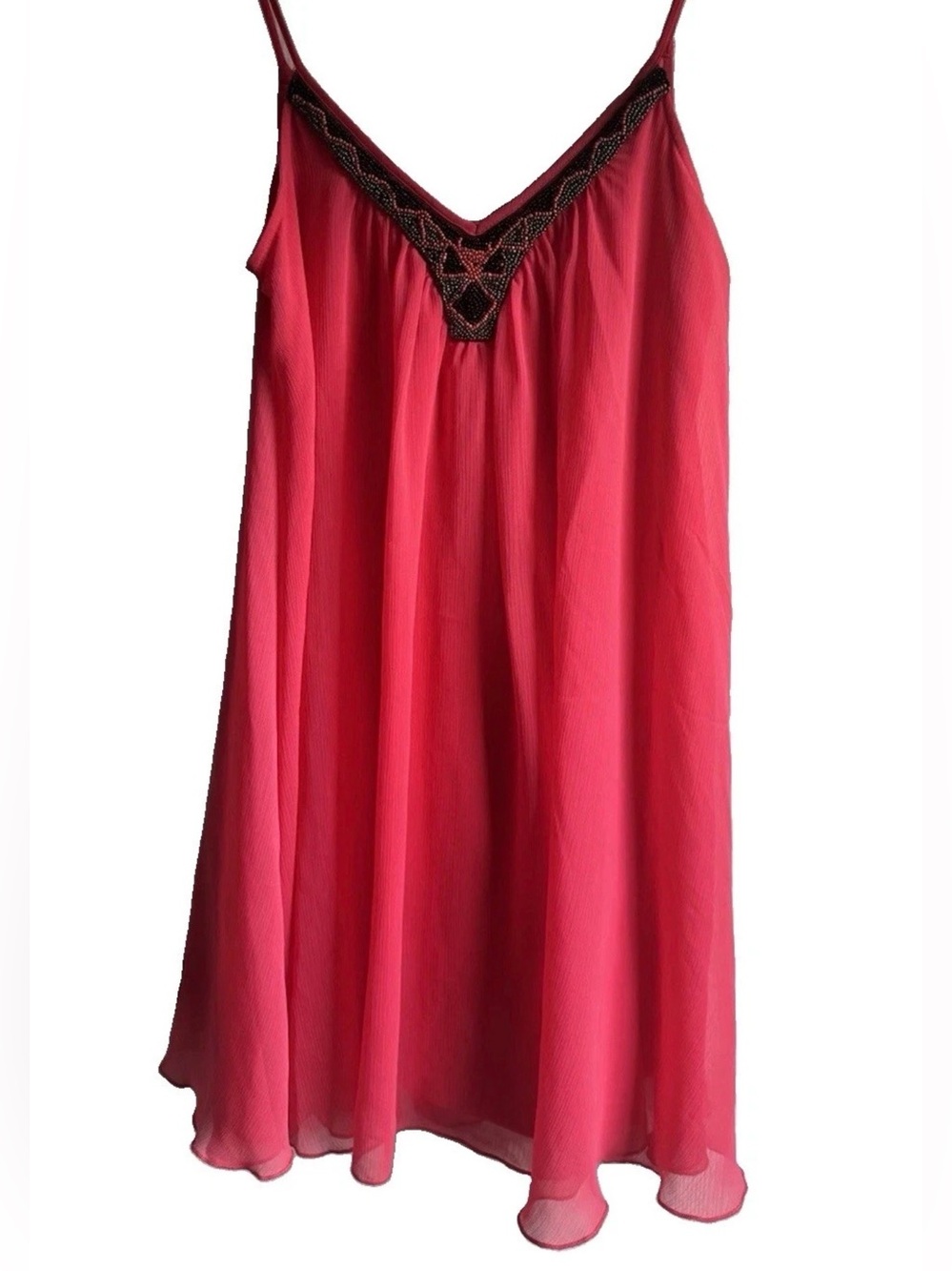 Express women’s XS dress pink black beaded sleeveless flowy Like new